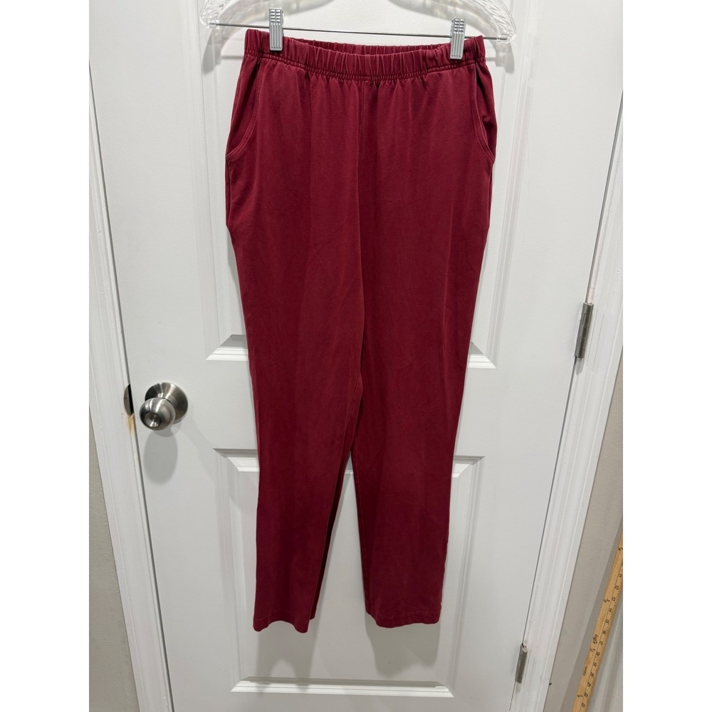 L.L. Bean Womens Knit Pants Cotton Lycra Stretch Burgundy Red Size S